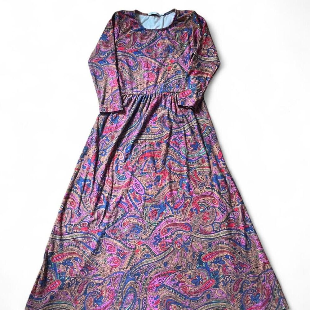 Novella Royale Women's Multicolored Paisley Boho Maxi Dress SZ XS Handmade